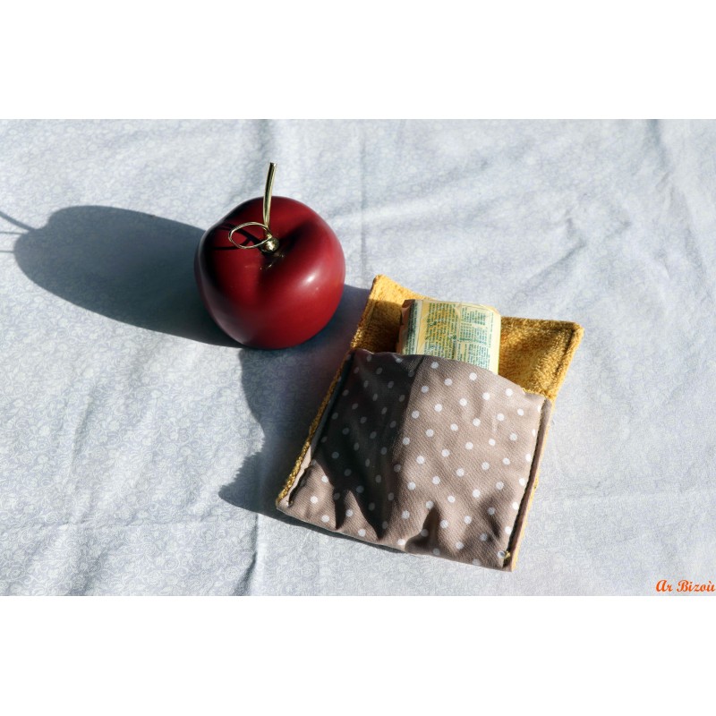 Housse pour savon pois beige