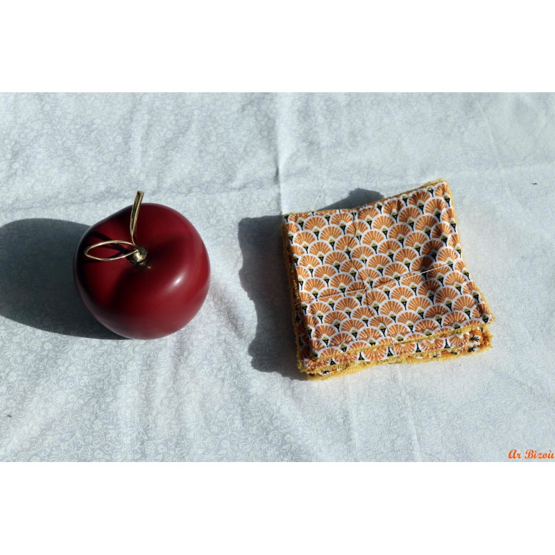 Lot de 4 lingettes éventail et fleur jaune