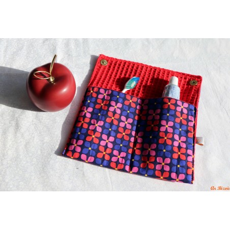 Housse adulte brosse à dents et dentifrice fleur rouge, rose et cobalt