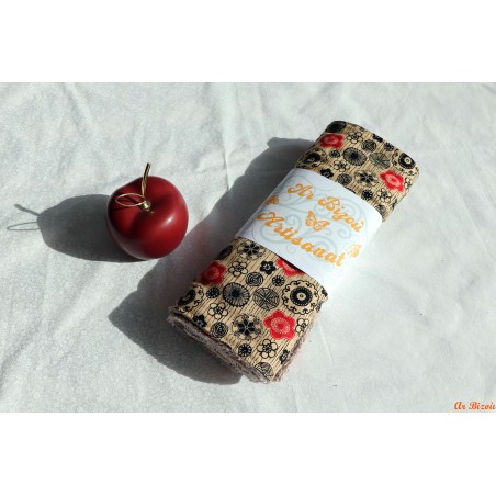 Lot de 4 feuilles d'essuie-tout fleurie noir et rouge