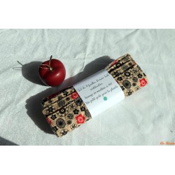 Lot de 4 feuilles d'essuie-tout fleurie noir et rouge
