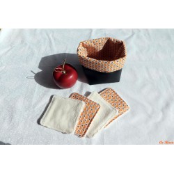 Lot de 4 lingettes et son panier éventail moutarde