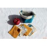 Lot de 4 lingettes et son panier géométrique bleu canard
