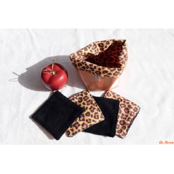 Lot de 4 lingettes et son panier léopard