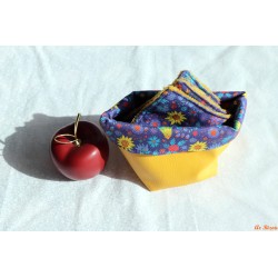 Lot de 4 lingettes et son panier fleurie violet