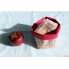 Lot de 4 lingettes et son panier feuillage camel et fushia