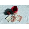 Lot de 4 lingettes et son panier feuillage camel et fushia