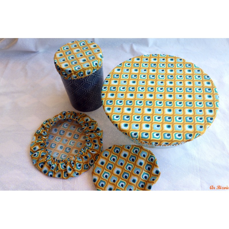 Lot de 4 couvercles paon
