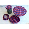 Lot de 4 couvercles fleurs rose mauve et cobalt