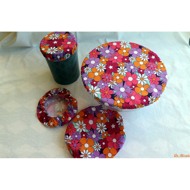 Lot de 4 couvercles année 60 mauve