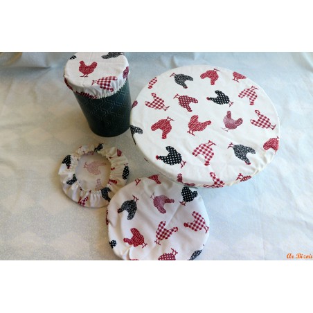 Lot de 4 couvercles poules
