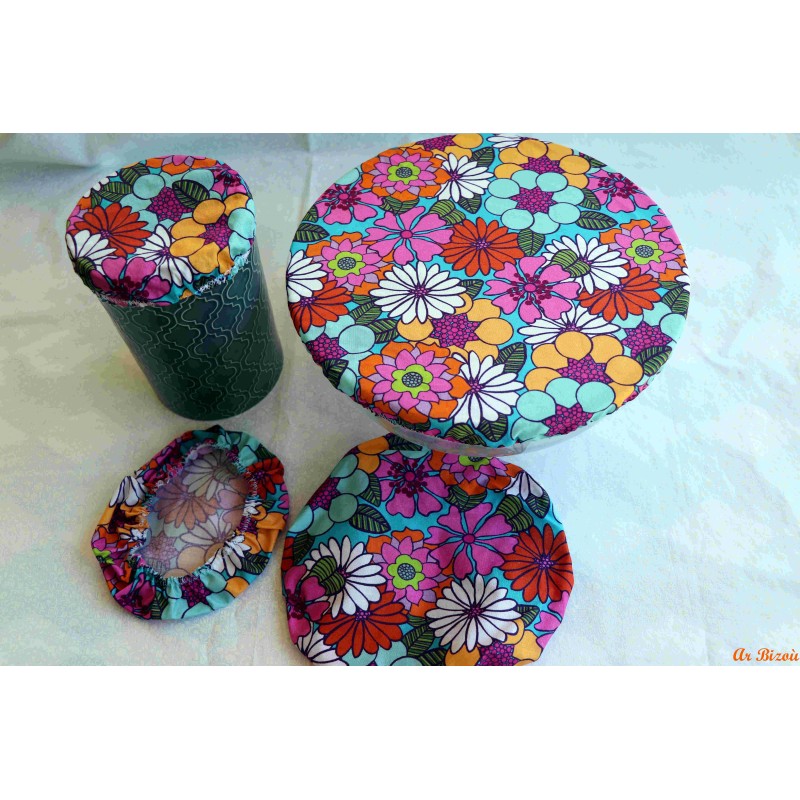 Lot de 4 couvercles année 60 rose