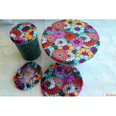Lot de 4 couvercles année 60 rose