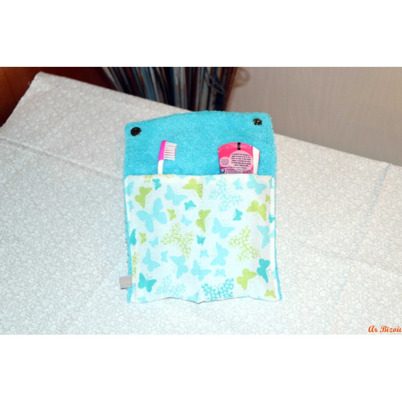 Housse enfant brosse à dents et dentifrice papillon
