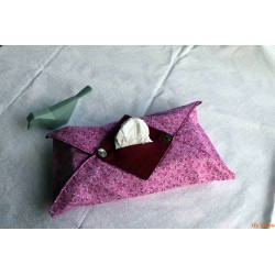 Housse origami pour boîte à mouchoirs fleurs roses