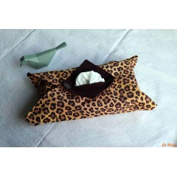 Housse origami pour boîte à mouchoirs léopard