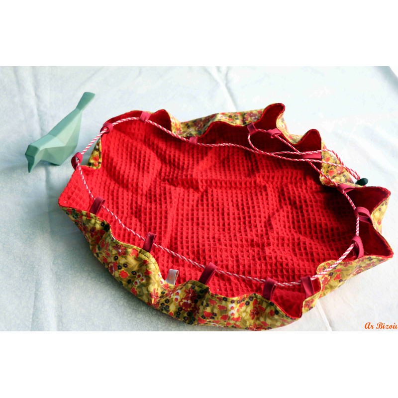 Pied sec floral jaune et rouge