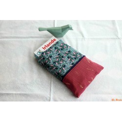 Housse de protection pour livre de poche fleurs marines et mauves
