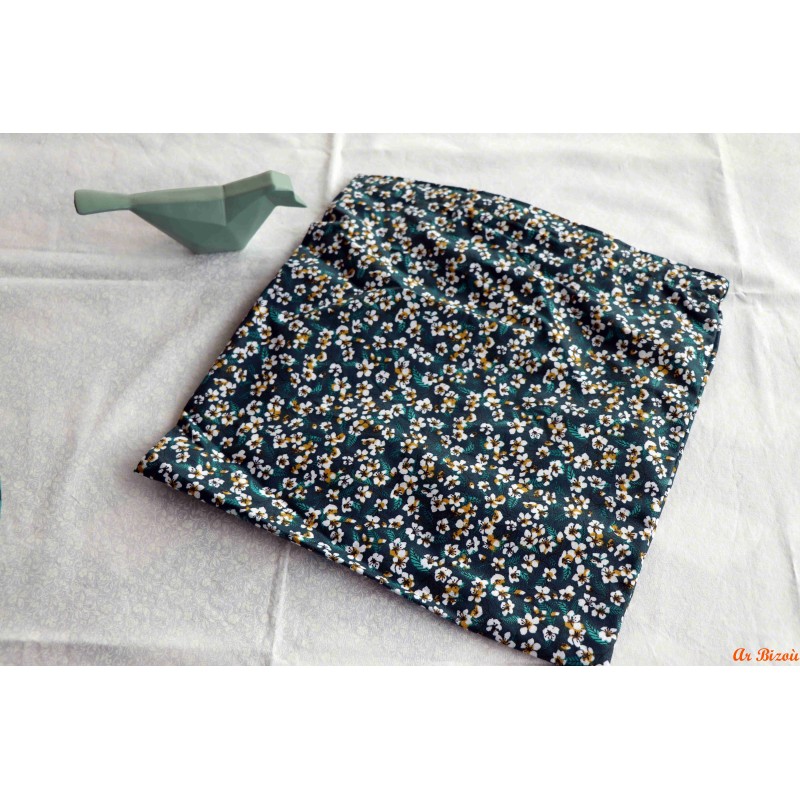 Sac réutilisable à salade petites fleurs blanches