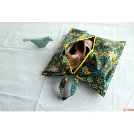Sac à chaussures fleurs jaunes