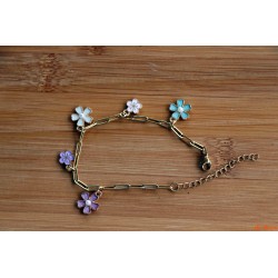 Bracelet de breloques fleurs multicolores