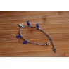 Bracelet de breloques hippocampes bleus électriques et étoile de mer blanche