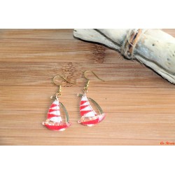 Boucles d'oreilles bateaux rouges