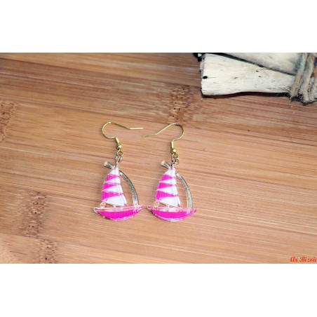 Boucles d'oreilles bateaux fuchsias