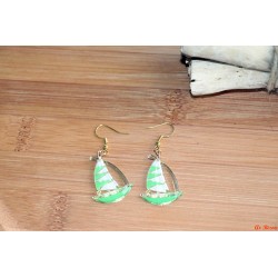 Boucles d'oreilles bateaux verts