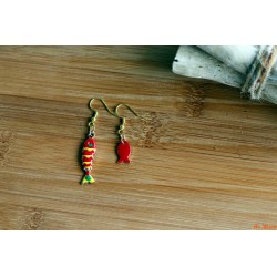 Boucles d'oreilles poisson écaille et poisson rouges