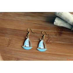 Boucles d'oreilles bateau ciel