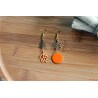 Boucles d'oreilles corail et pastilles oranges