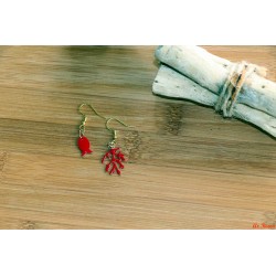 Boucles d'oreilles corail et poisson rouges