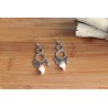 Boucles d'oreilles argentées raisin et pastilles en pâte polymère saumon