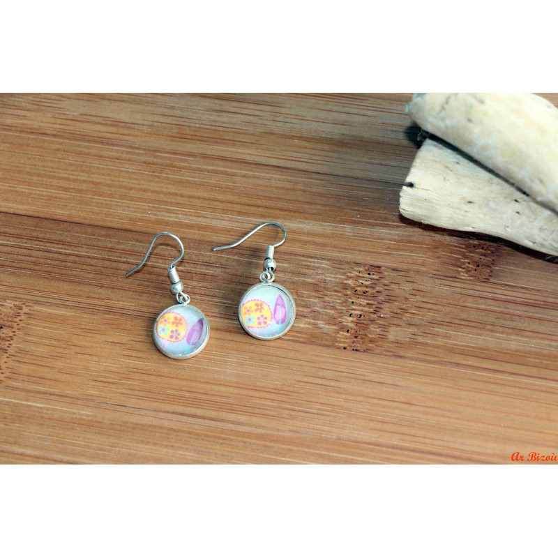Boucles d'oreilles cabochons fleurs