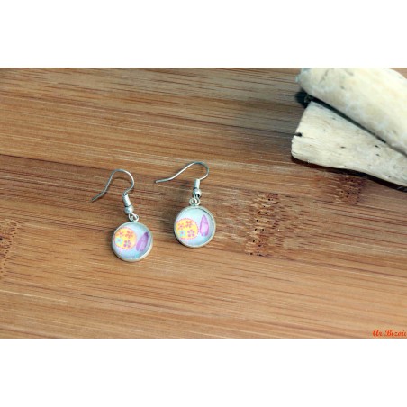 Boucles d'oreilles cabochons fleurs