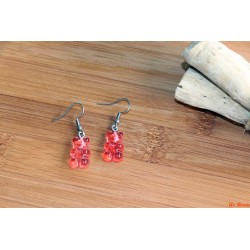 Boucles d'oreilles nounours roses