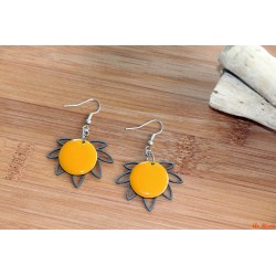 Boucles d'oreilles nénuphars pastilles jaunes