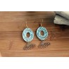 Boucles d'oreilles ovales verts pales éventails