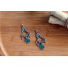 Boucles d'oreilles apprêts argentés breloques en résine bleue