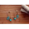 Boucles d'oreilles arche corail et perle  verts
