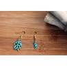 Boucles d'oreilles corail et hippocampe vert d'eau