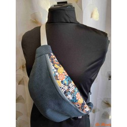 Sac banane velours bleu