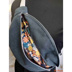 Sac banane velours bleu