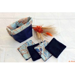 Lot de 4 lingettes et son panier ciel géométrique