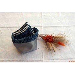 Lot de 4 lingettes et son panier marine et blanc