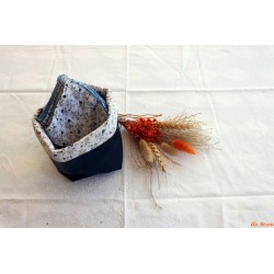 Lot de 4 lingettes et son panier mille fleurs bleues